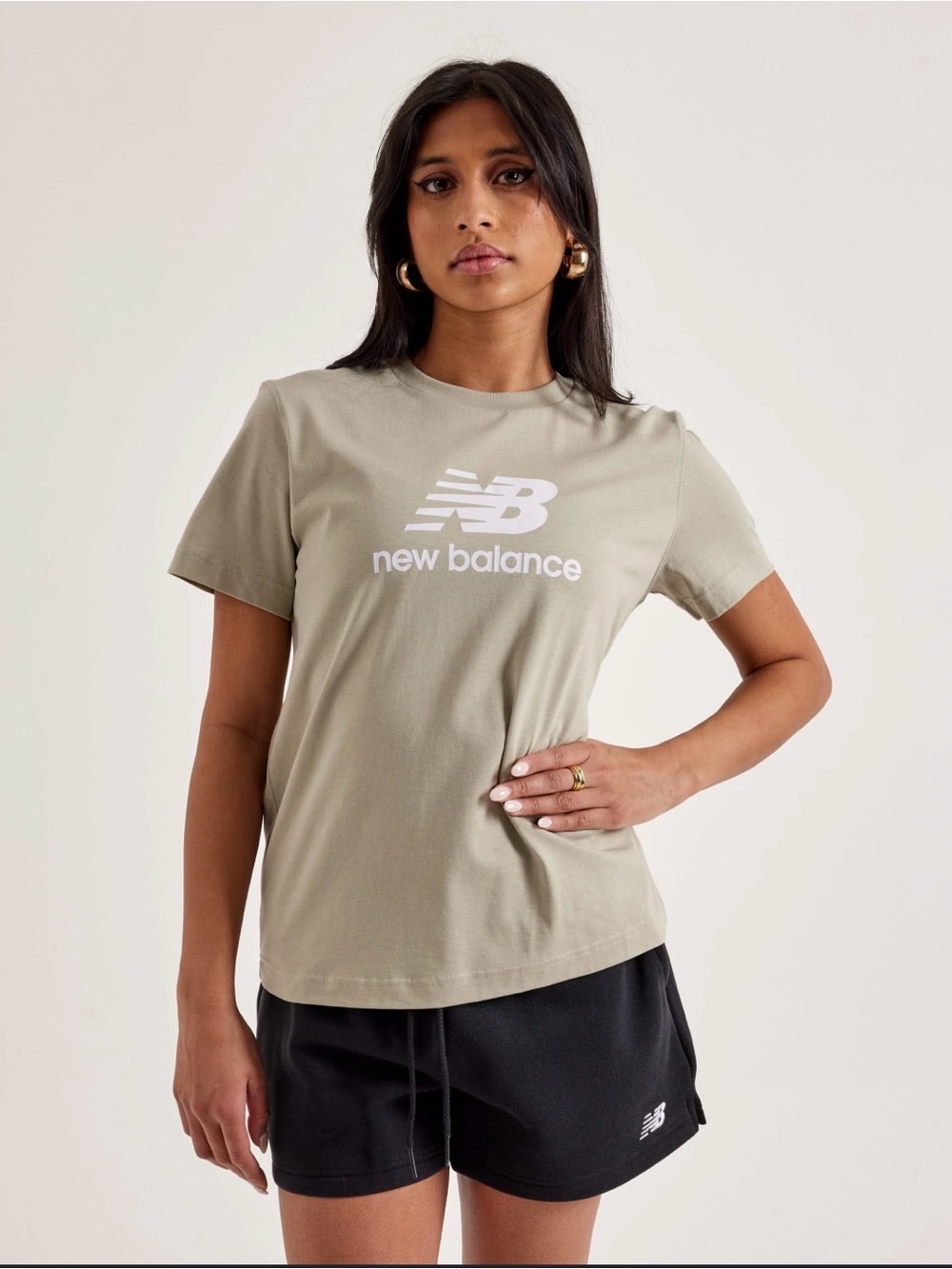 New Balance Tan Crewneck Tee with White Logo